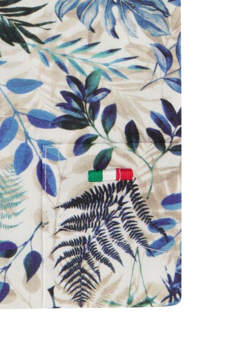 Portofino overhemd korte mouw groene bladeren katoen