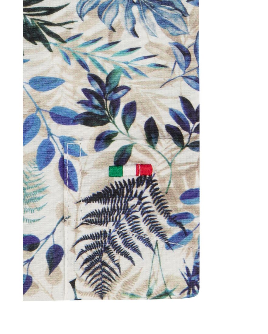 Portofino overhemd korte mouw groene bladeren katoen