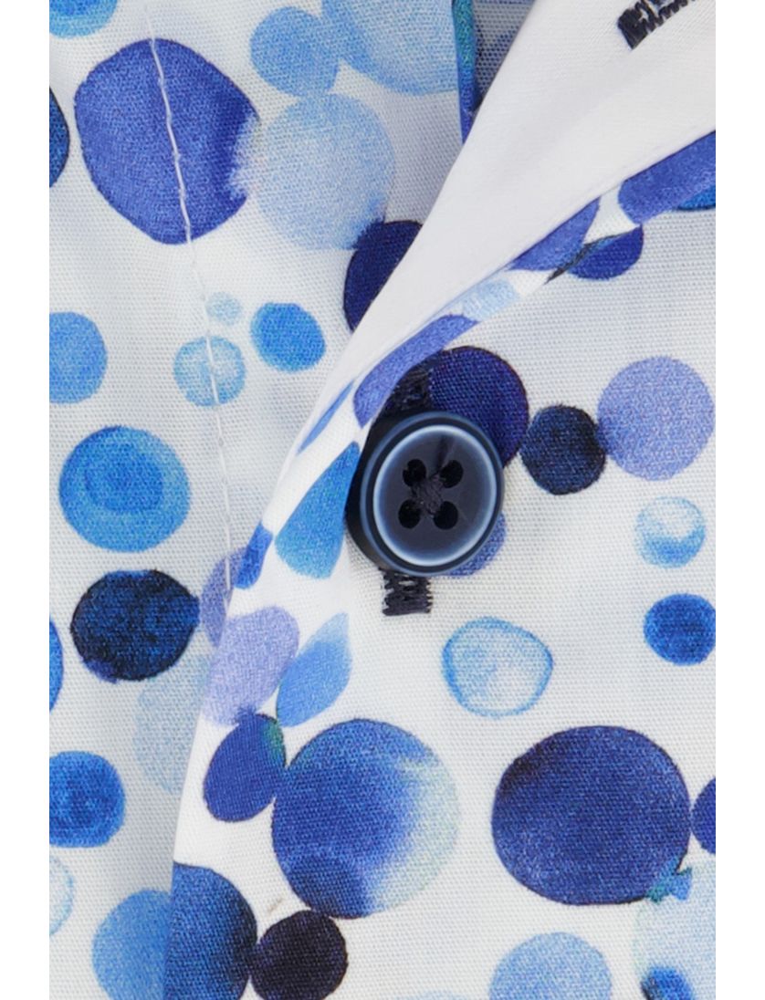 Portofino casual overhemd korte mouw Regular Fit blauw geprint