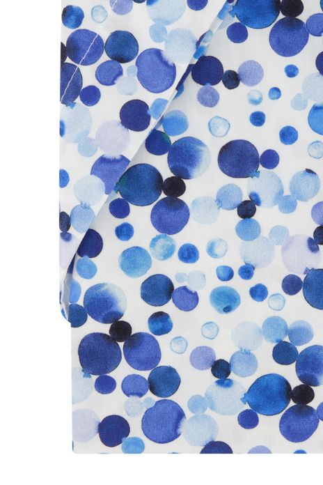 Portofino overhemd korte mouw wijde fit wit blauw