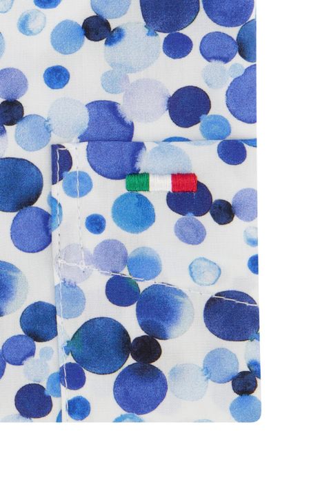 Portofino overhemd korte mouw wijde fit wit blauw