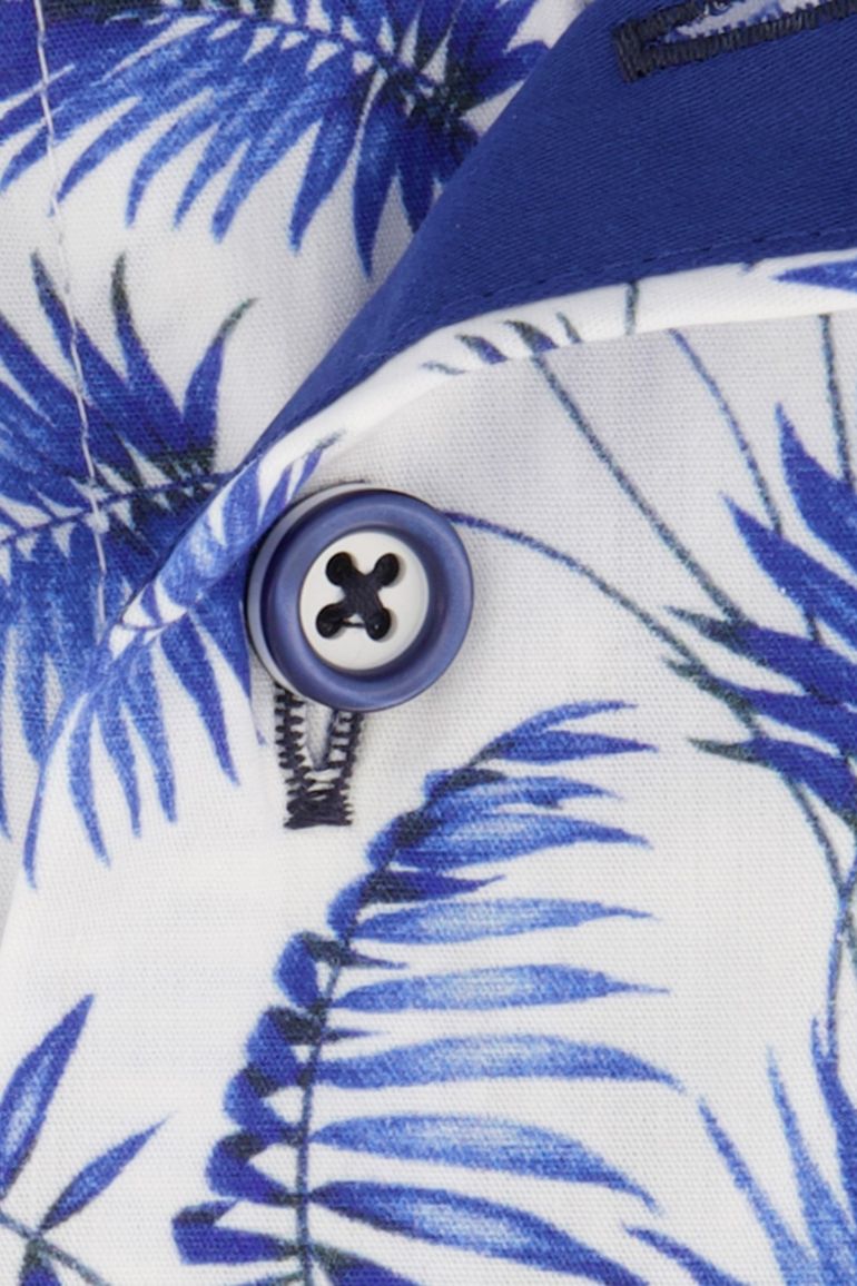 casual overhemd korte mouw Portofino beige geprint katoen wijde fit