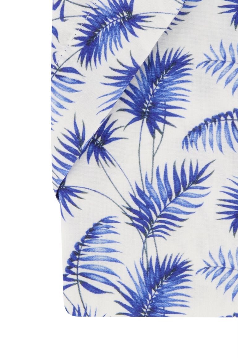 casual overhemd korte mouw Portofino beige geprint katoen wijde fit