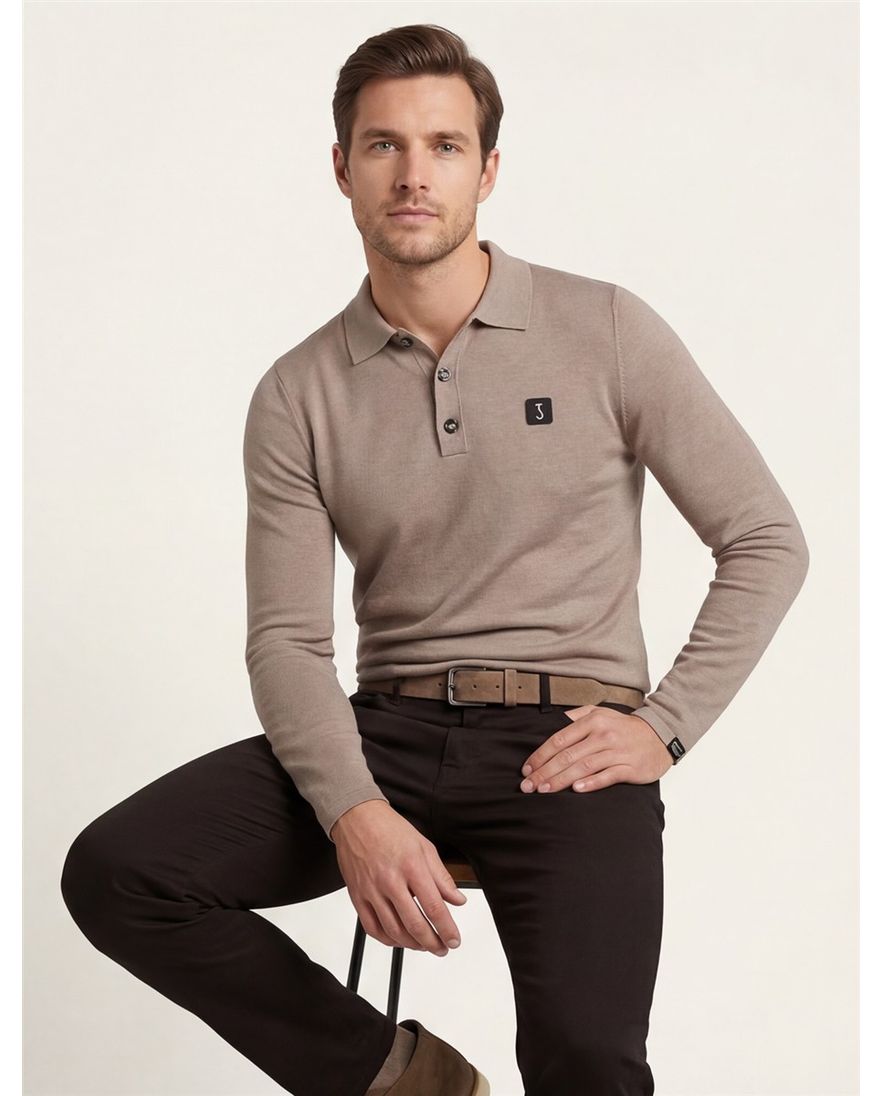 Butcher of Blue polo lange mouw beige
