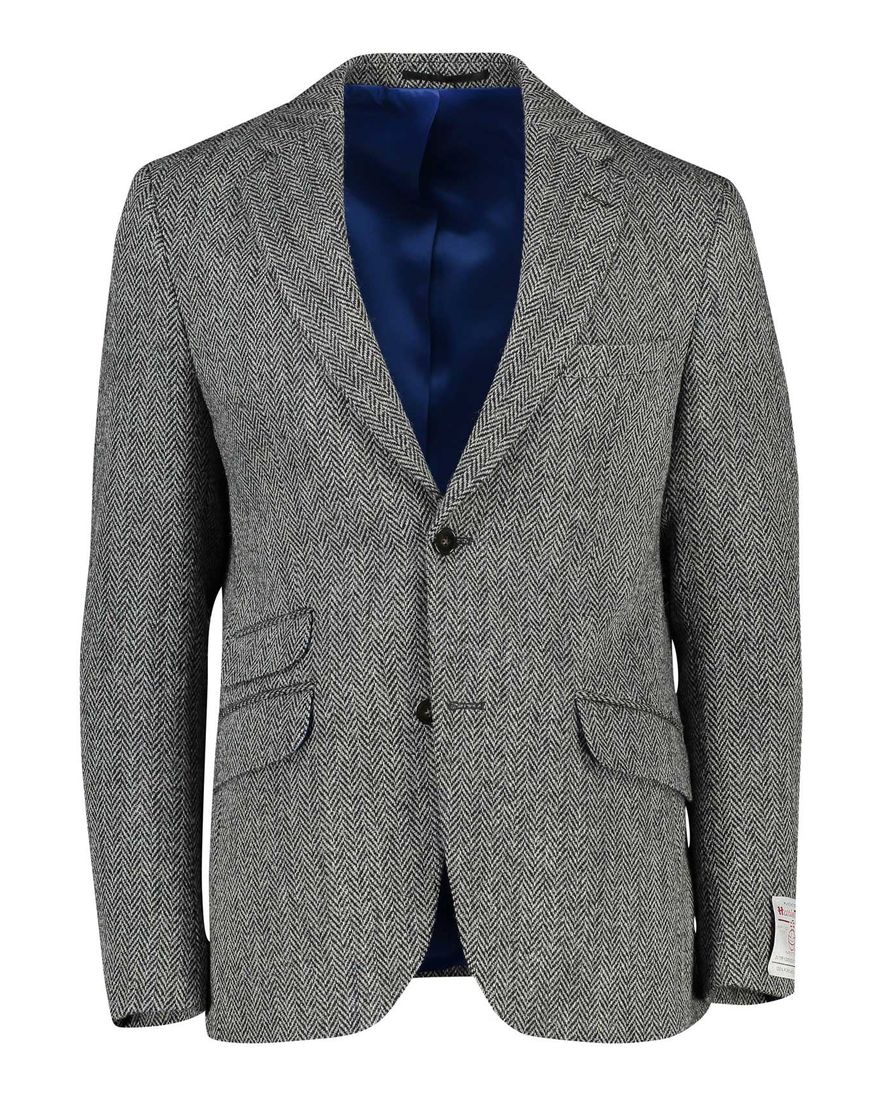 Wellington of Bilmore colbert grijs gemêleerd wol normale fit