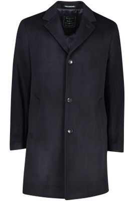 Wellington of Bilmore Wellington of Bilmore winterjas lang donkerblauw effen knopen normale fit