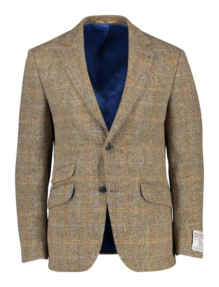 Wellington of Bilmore colbert wol slim fit beige geruit