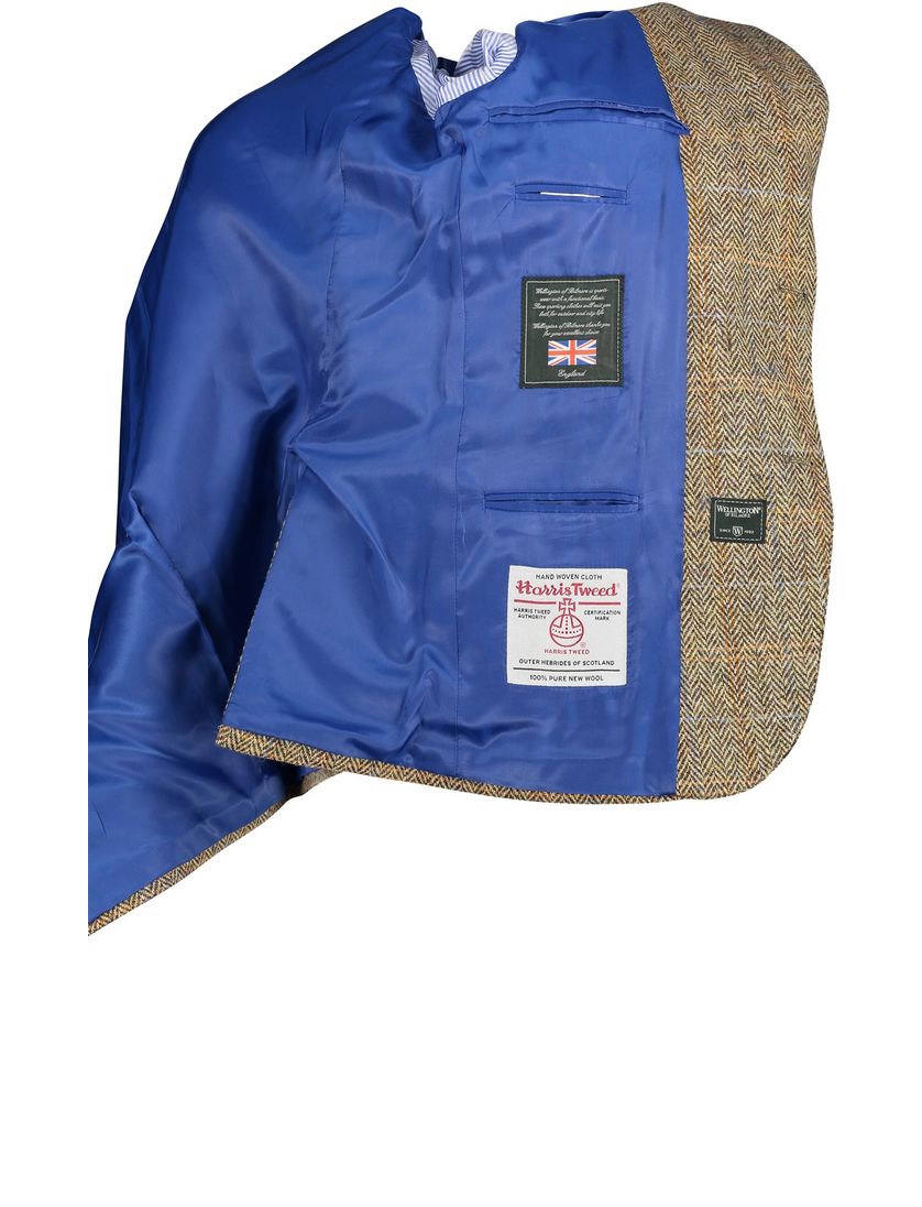 Wellington of Bilmore colbert wol slim fit beige geruit