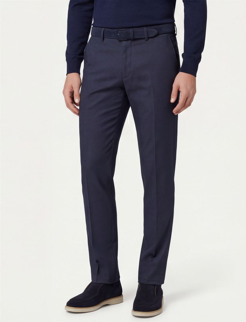 Eurex pantalon chino donkerblauw geprint normale fit