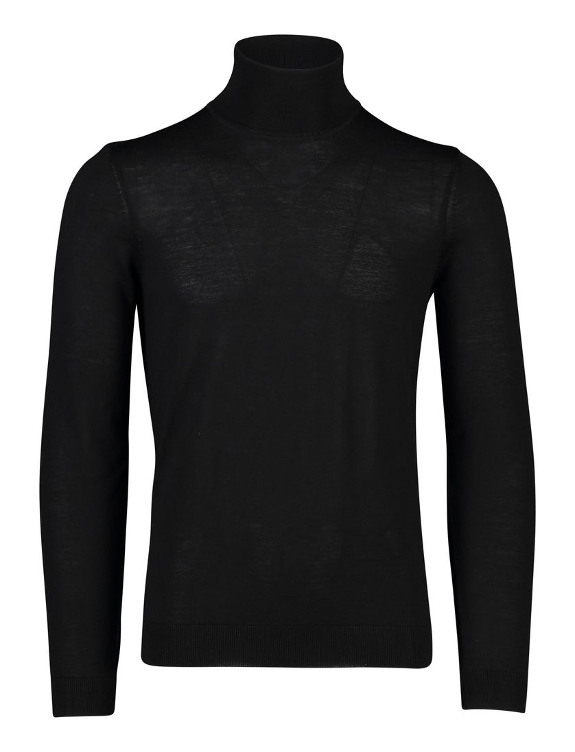Hugo Boss coltrui zwart effen merinowol Musso-P