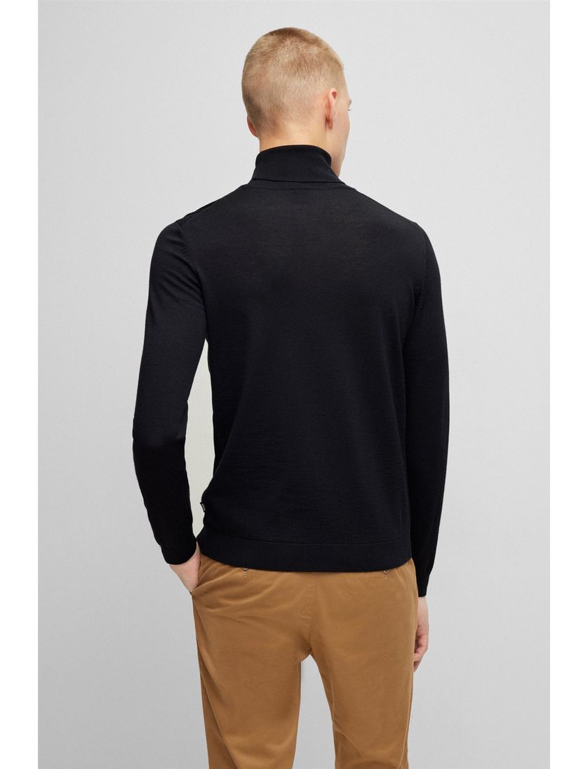 Hugo Boss coltrui zwart effen merinowol Musso-P