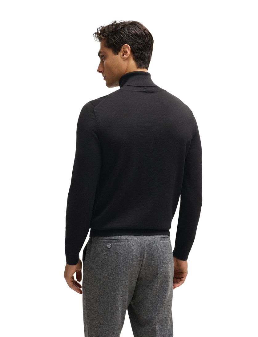 Hugo Boss coltrui zwart effen merinowol Musso-P