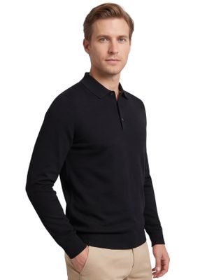 Hugo Boss Boss Black Bono-L polo normale fit zwart effen wol