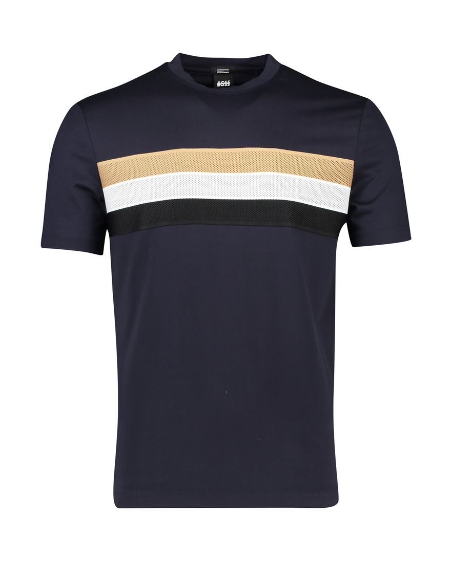 Hugo Boss t-shirt normale fit blauw effen katoen