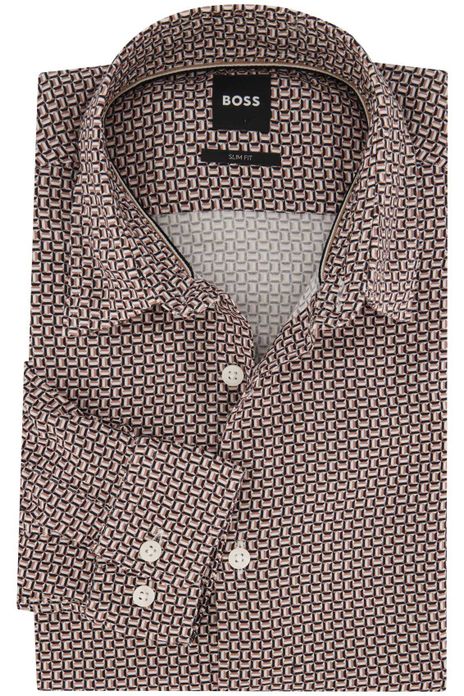casual overhemd Hugo Boss beige geprint slim fit