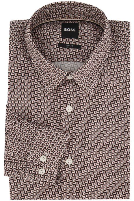 casual overhemd Hugo Boss beige geprint slim fit