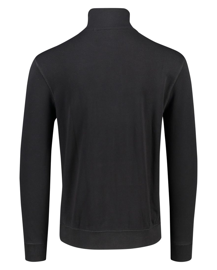 Hugo Boss sweater opstaande kraag zwart effen katoen