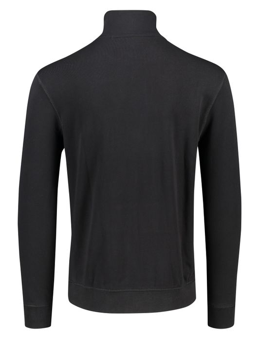 sweater Hugo Boss zwart effen katoen opstaande kraag