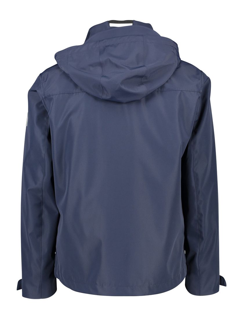 Hugo Boss winterjas donkerblauw effen rits normale fit afneembare capuchon
