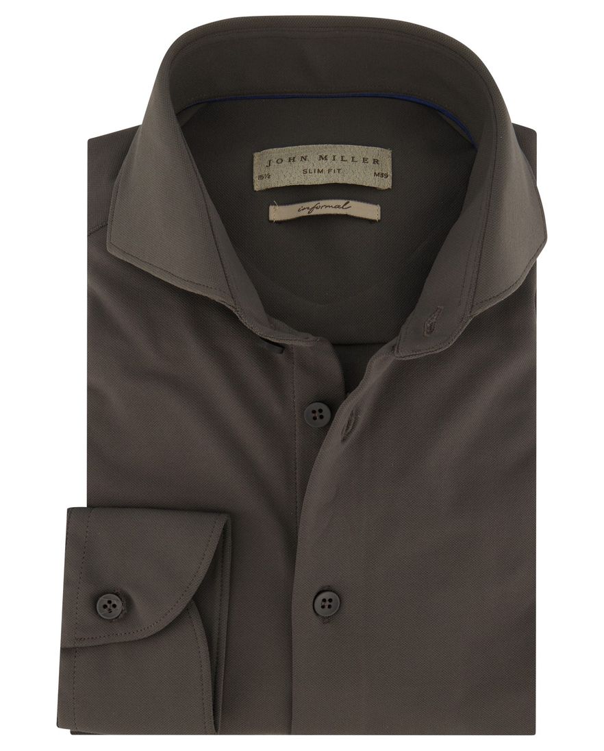 John Miller business overhemd slim fit groen effen