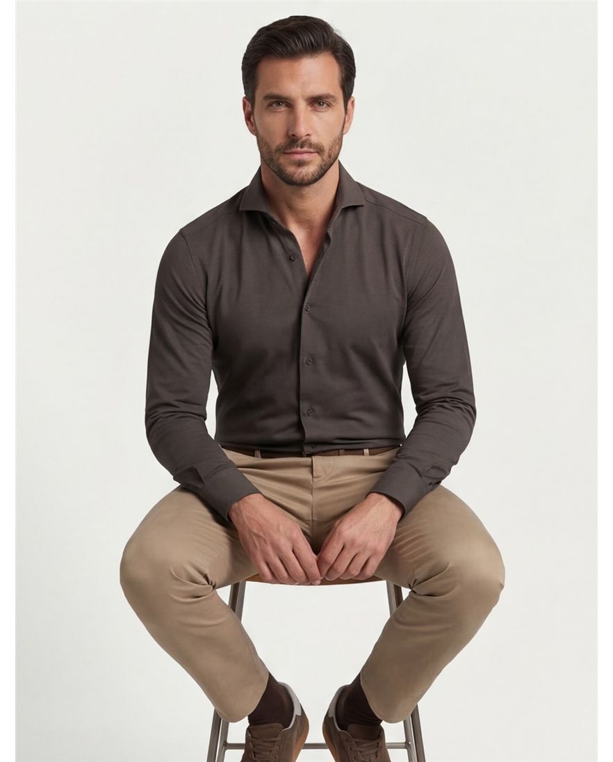 John Miller business overhemd slim fit groen effen