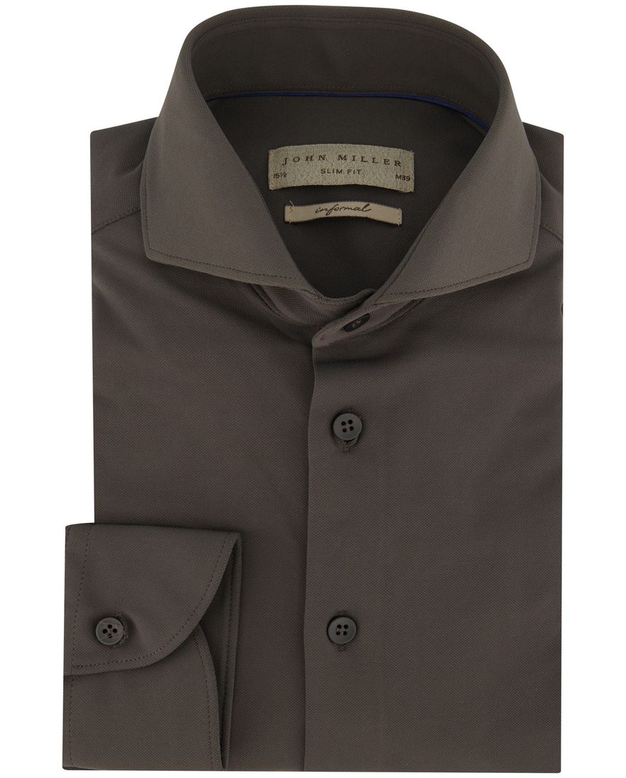 John Miller business overhemd slim fit groen effen