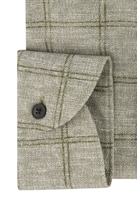 Overhemd John Miller Tailored Fit khaki geruit katoen