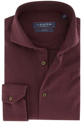 Ledub Ledub business overhemd Modern Fit bordeaux effen katoen normale fit