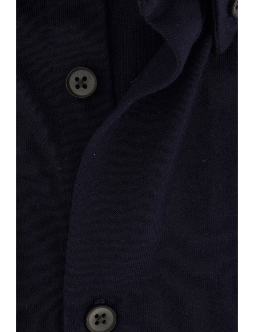 Ledub overhemd mouwlengte 7 donkerblauw effen katoen normale fit