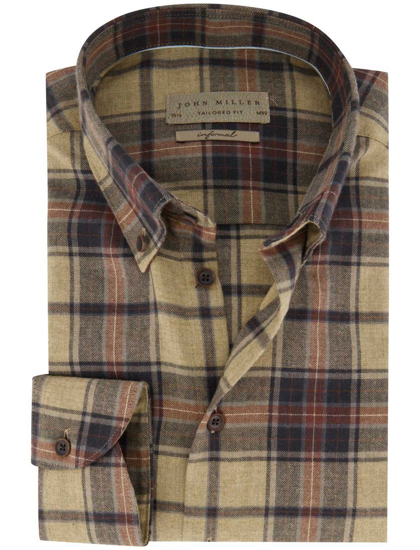 Wit overhemd John Miller zakelijk Slim Fit geprint katoen