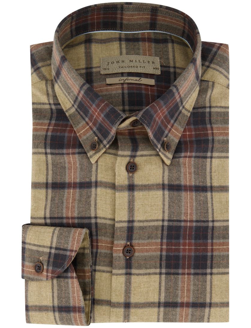 Wit overhemd John Miller zakelijk Slim Fit geprint katoen