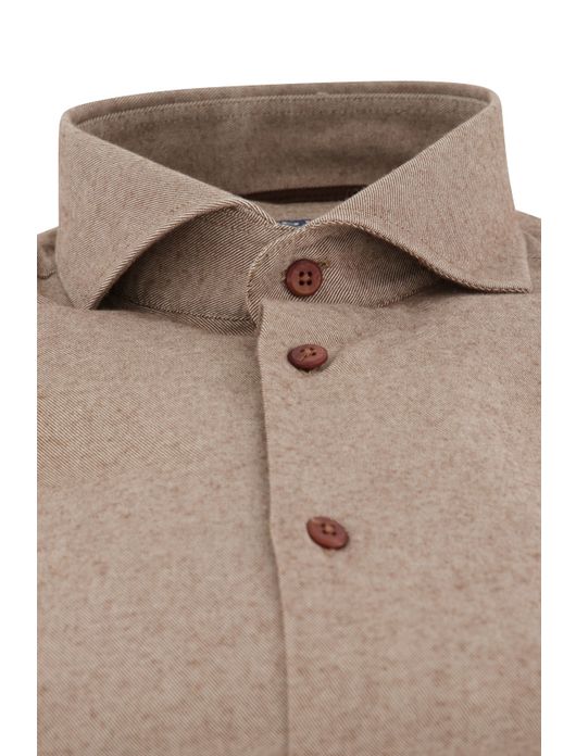 business overhemd Ledub Modern Fit beige effen katoen normale fit