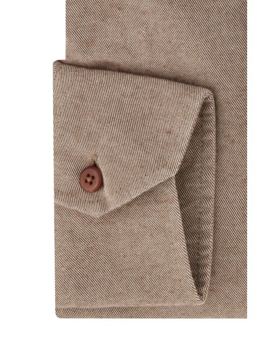 business overhemd Ledub Modern Fit beige effen katoen normale fit