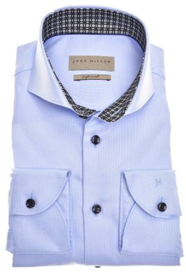 John Miller John Miller overhemd mouwlengte 7 slim fit lichtblauw effen katoen