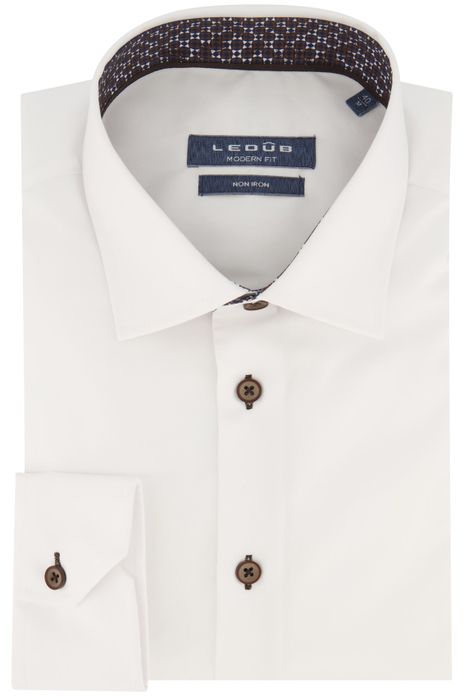 Ledub overhemd mouwlengte 7 normale fit wit
