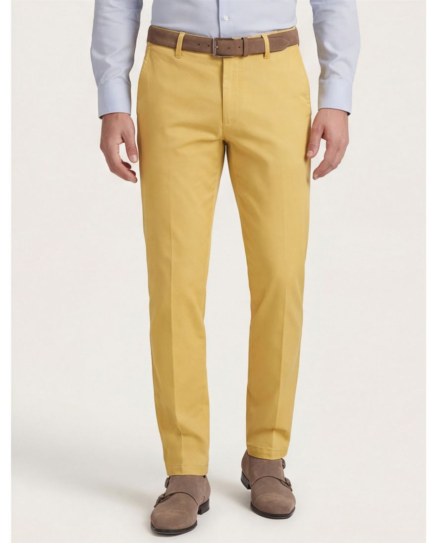 M.E.N.S. katoenen broek geel uni