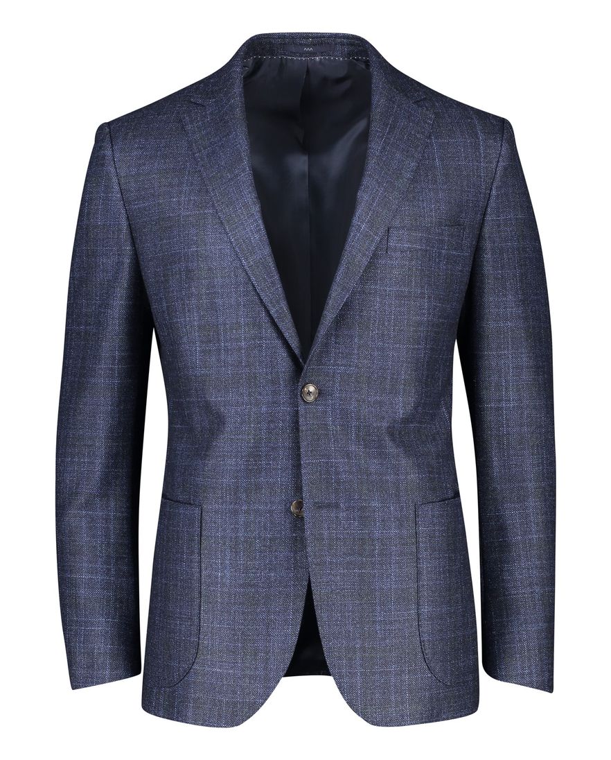 Dressler colbert donkerblauw geruit merinowol slim fit