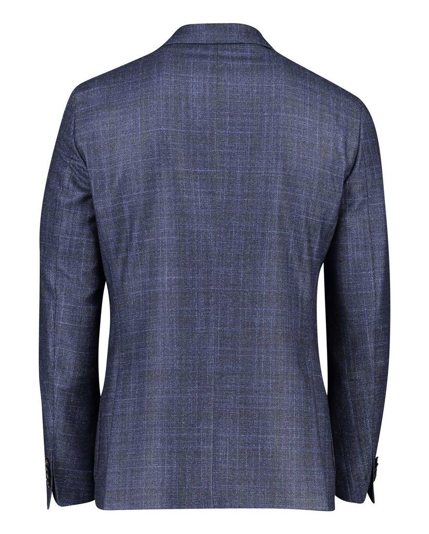 Dressler colbert donkerblauw geruit merinowol slim fit