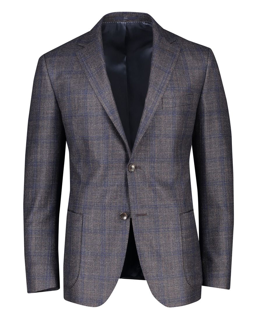 Dressler colbert bruin geruit slim fit