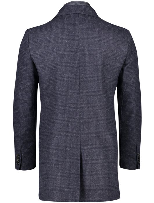 winterjas Portofino donkerblauw normale fit geruit rits + knoop