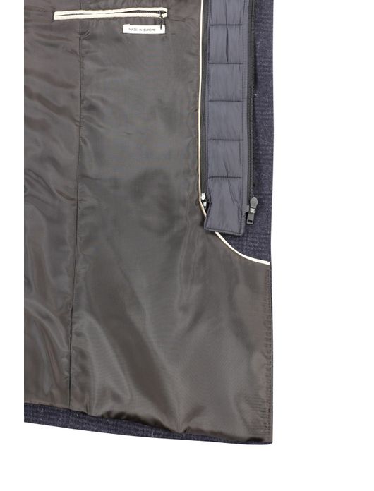 winterjas Portofino donkerblauw normale fit geruit rits + knoop