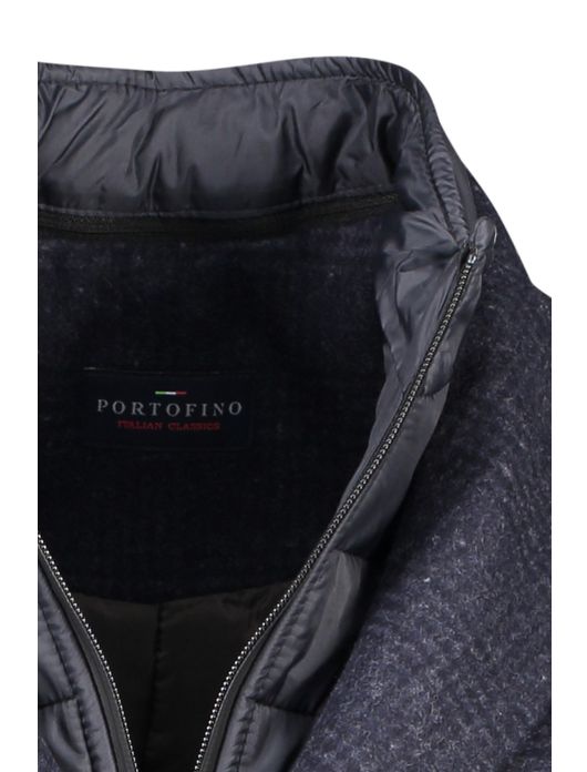 winterjas Portofino donkerblauw normale fit geruit rits + knoop