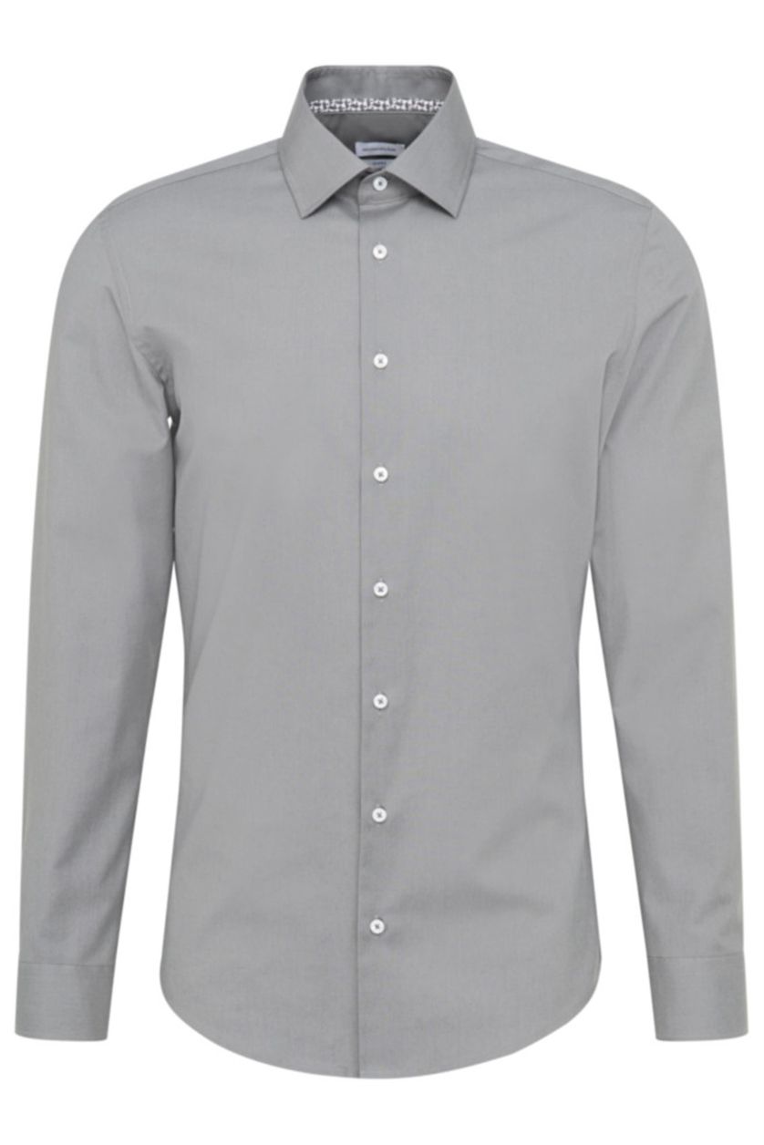 Seidensticker business overhemd grijs uni 100% katoen Regular