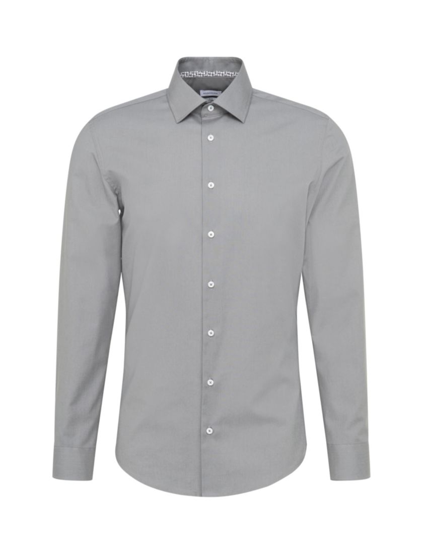 Seidensticker business overhemd grijs effen katoen Regular