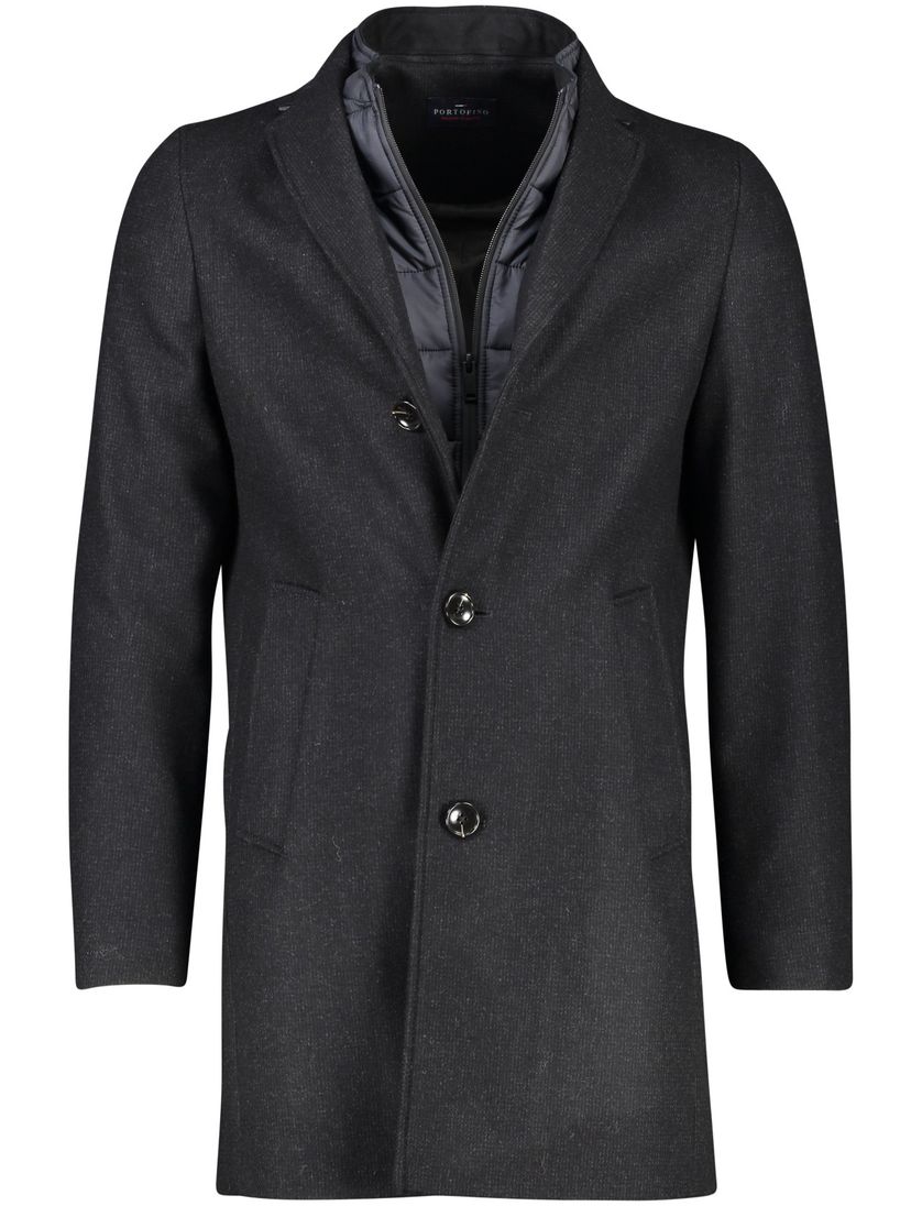 Portofino winterjas grijs uni halflang normale fit