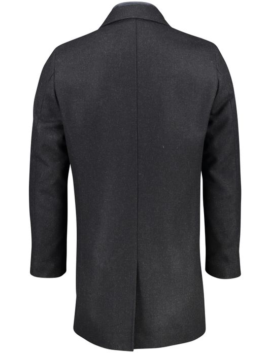 winterjas Portofino grijs normale fit effen rits + knoop