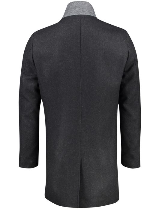 winterjas Portofino grijs normale fit effen rits + knoop