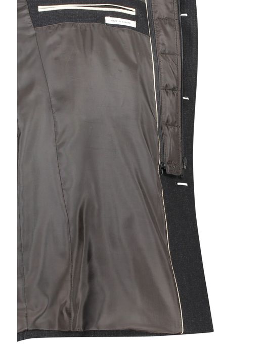 winterjas Portofino grijs normale fit effen rits + knoop