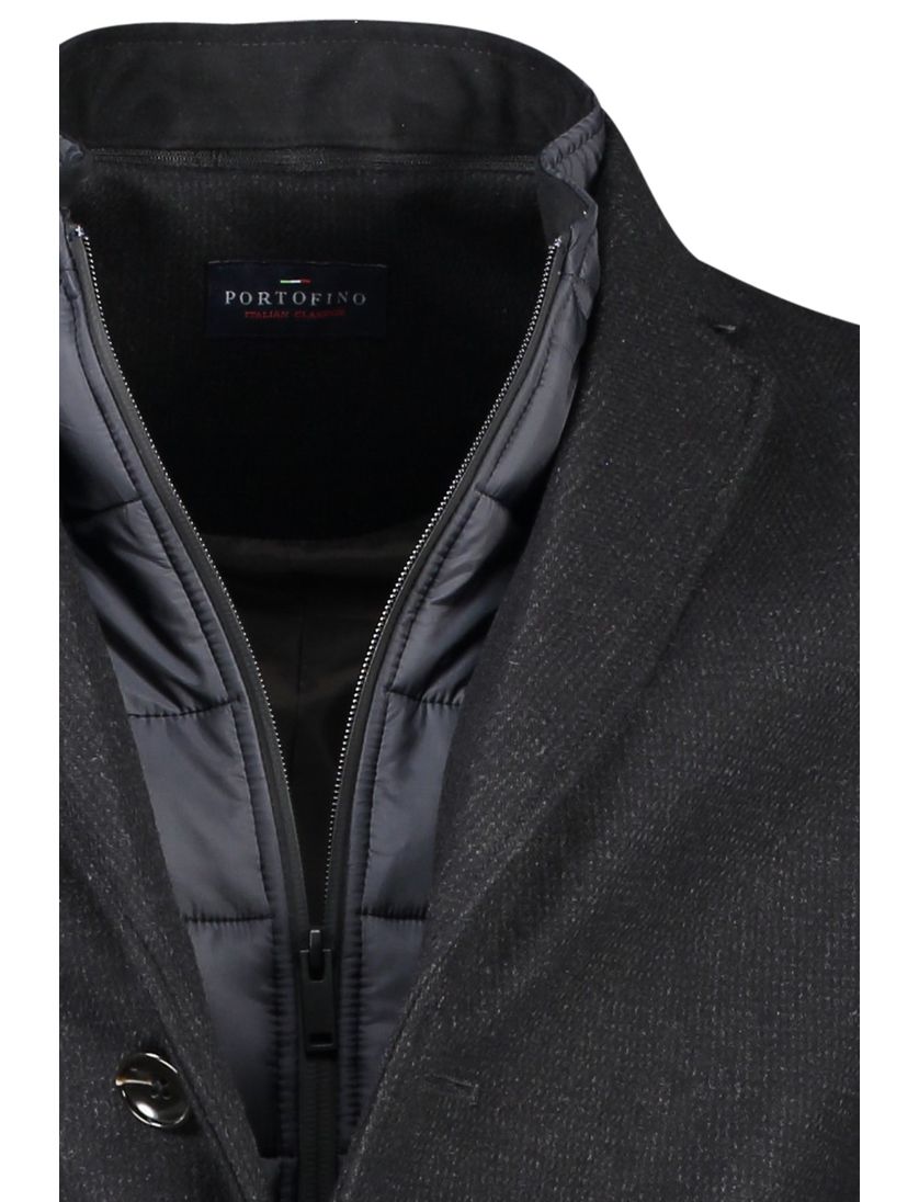 Portofino winterjas grijs uni halflang normale fit
