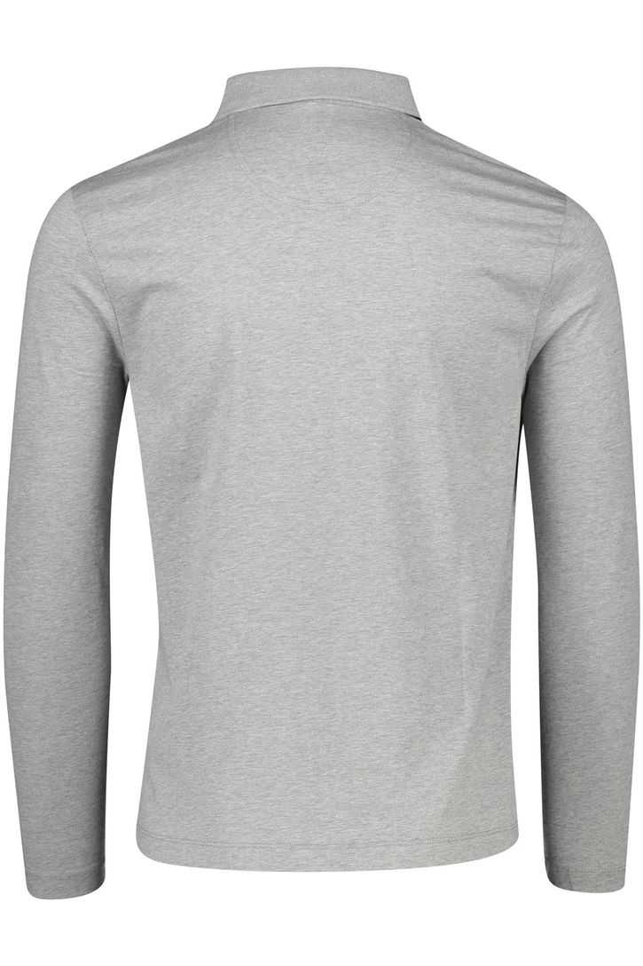 Lange mouwen polo Pierre Cardin normale fit grijs effen katoen